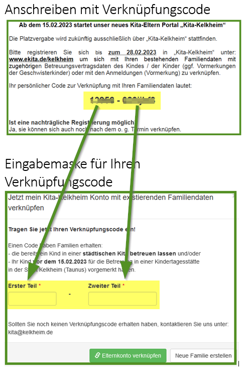 Hinweis zur Anwendung Verknüpfungscode